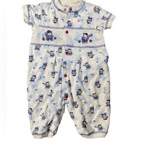Little Me White and Blue Baby Romper